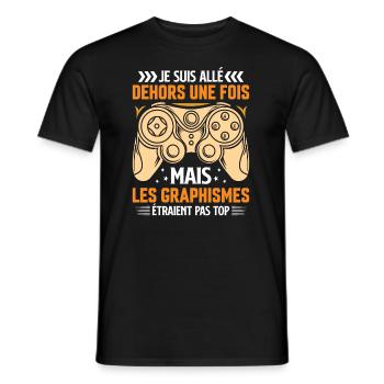 Humour cadeau console graphisme jeux vidéo - T-shirt homme - noir - Devant - AI Model Male 178 light (178cm)