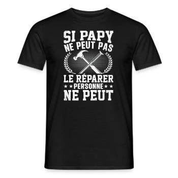 Si papy ne peut pas le réparer personne ne peut - T-shirt homme - noir - Devant - AI Model Male 178 light (178cm)