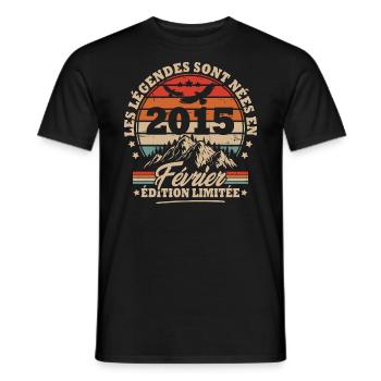 Cadeau D'anniversaire Nées En Février 2015 - T-shirt homme - noir - Devant - AI Model Male 178 light (178cm)