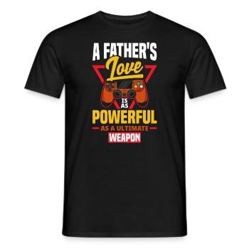 Fathers Love Is Powerful Fathers Day Gamer - Men's T-Shirt - black - Front - AI Model Male 178 light (178cm)