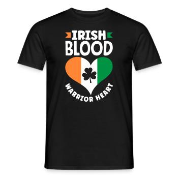 Irish Blood Warrior Heart St Patricks Day Shamrock - Men's T-Shirt - black - Front - AI Model Male 178 light (178cm)