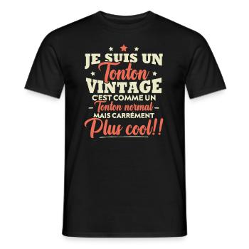 Je suis tonton vintage c'est comme tonton normal - T-shirt homme - noir - Devant - AI Model Male 178 light (178cm)