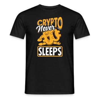 Crypto Never Sleeps Cryptocurrency BTC - Männer T-Shirt - Schwarz - Vorne - AI Model Male 178 light (178cm)