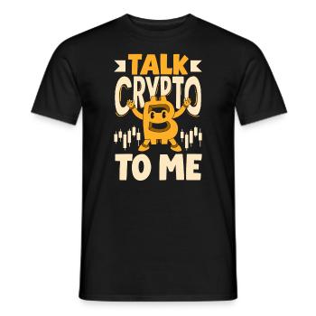 Talk Crypto To Me Cryptocurrency Mining BTC - Männer T-Shirt - Schwarz - Vorne - AI Model Male 178 light (178cm)