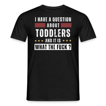 Question about toddlers. WTF? Funny saying child - Men's T-Shirt - black - Front - AI Model Male 178 light (178cm)