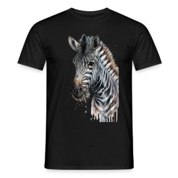 Zebra Aquarelle Cool Animal - T-shirt homme - noir - Devant - AI Model Male 178 light (178cm)