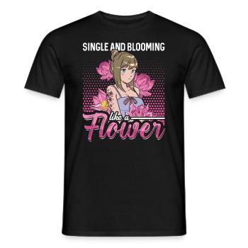 Célibataire et épanoui comme une fleur - T-shirt homme - noir - Devant - AI Model Male 178 light (178cm)