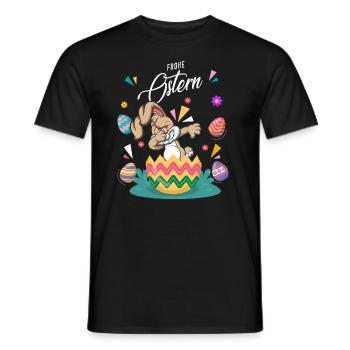 Frohe Ostern - Osterhase Dab Tanzbunte Eier - Männer T-Shirt - Schwarz - Vorne - AI Model Male 178 light (178cm)