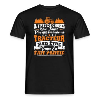 J'aime un Tracteur et Papa / Humour cadeau papa - T-shirt homme - noir - Devant - AI Model Male 178 light (178cm)