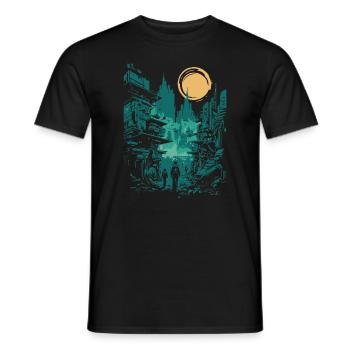 Découvrez l’avenir avec notre Future City - T-shirt homme - noir - Devant - AI Model Male 178 light (178cm)