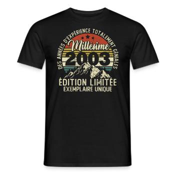 Vintage Cadeau D'anniversaire 2003, Millésime 2003 - T-shirt homme - noir - Devant - AI Model Male 178 light (178cm)