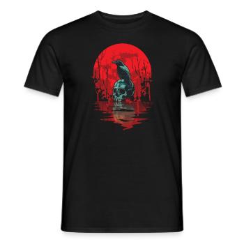 Gothic Skull Red Moon Black Crow - Men's T-Shirt - black - Front - AI Model Male 178 light (178cm)
