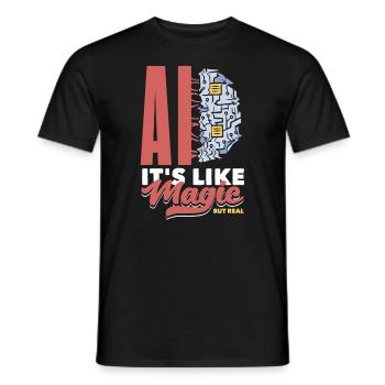 Ai c’est comme de la magie mais de l’informatique réelle - T-shirt homme - noir - Devant - AI Model Male 178 light (178cm)