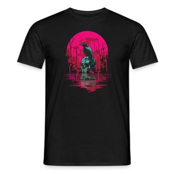 Gothic Skull Red Moon Black Crow - Men's T-Shirt - black - Front - AI Model Male 178 light (178cm)