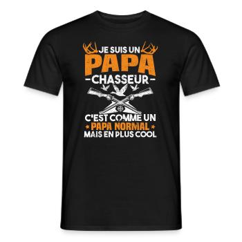 Un papa chasseur c'est comme un papa normal - T-shirt homme - noir - Devant - AI Model Male 178 light (178cm)