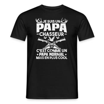 Un papa chasseur c'est comme un papa normal - T-shirt homme - noir - Devant - AI Model Male 178 light (178cm)