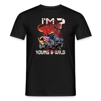 7th Birthday Kids Monster Dino Truck I' - Men's T-Shirt - black - Front - AI Model Male 178 light (178cm)
