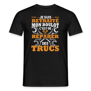 Retraité mon boulot est de réparer des trucs - T-shirt homme - noir - Devant - AI Model Male 178 light (178cm)