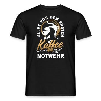 Alles vor dem ersten Kaffee ist Notwehr Lustiges - Männer T-Shirt - Schwarz - Vorne - AI Model Male 178 light (178cm)