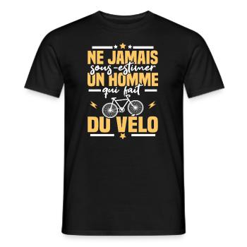 Ne jamais sous-estimer un homme qui fait du vélo - T-shirt homme - noir - Devant - AI Model Male 178 light (178cm)