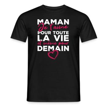 Maman je t'aime pour toute la vie - T-shirt homme - noir - Devant - AI Model Male 178 light (178cm)