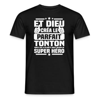 Et dieu créa le tonton parfait - cadeau humour - T-shirt homme - noir - Devant - AI Model Male 178 light (178cm)
