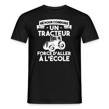 Né pour conduire un tracteur forcé daller à lécole - T-shirt homme - noir - Devant - AI Model Male 178 light (178cm)