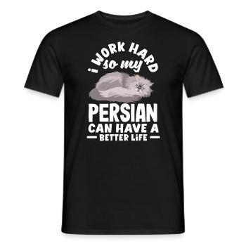 I work hard so my Persian can have a better life - Männer T-Shirt - Schwarz - Vorne - AI Model Male 178 light (178cm)