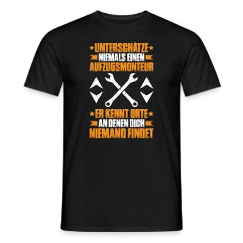 Aufzugsmonteur Aufzugsmechaniker Elevator Mechanic - Männer T-Shirt - Schwarz - Vorne - AI Model Male 178 light (178cm)