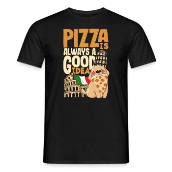 Pizza is always a good idea - Männer T-Shirt - Schwarz - Vorne - AI Model Male 178 light (178cm)