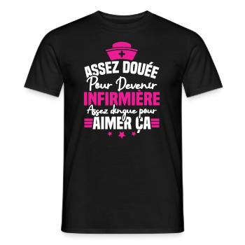 Assez douée pour devenir infirmière - T-shirt homme - noir - Devant - AI Model Male 178 light (178cm)