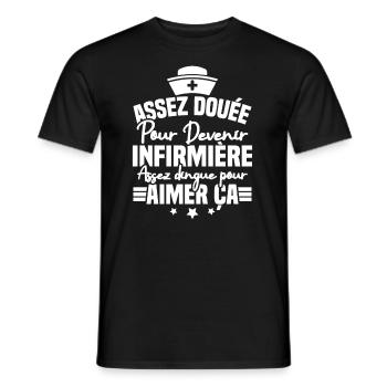 Assez douée pour devenir infirmière - T-shirt homme - noir - Devant - AI Model Male 178 light (178cm)