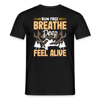 Run free feel alive - Men's T-Shirt - black - Front - AI Model Male 178 light (178cm)