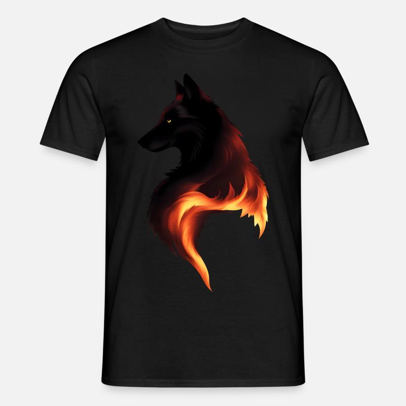 Wolf in Flammen - Männer T-Shirt - Schwarz