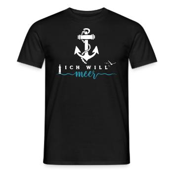 Ich will Meer - Anker Wellen Nordsee - Männer T-Shirt - Schwarz - Vorne - AI Model Male 178 light (178cm)