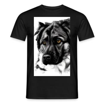 Black and White Dog Sketch - Men's T-Shirt - black - Front - AI Model Male 178 light (178cm)