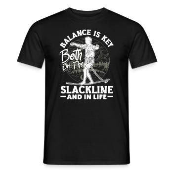 Balance is key, both on the slackline and in life - Men's T-Shirt - black - Front - AI Model Male 178 light (178cm)