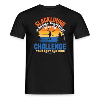 Slacklining in nature the perfect for your body - Men's T-Shirt - black - Front - AI Model Male 178 light (178cm)