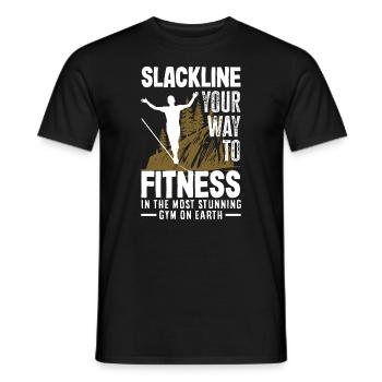 Slackline your way to fitness, in the most - Men's T-Shirt - black - Front - AI Model Male 178 light (178cm)