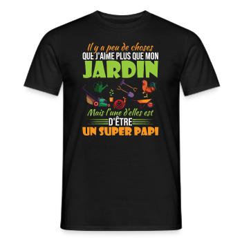 J'aime mon jardin et un super papi - T-shirt homme - noir - Devant - AI Model Male 178 light (178cm)