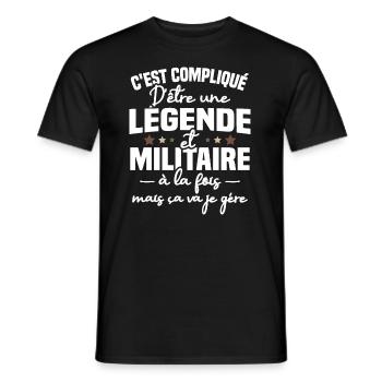 Légende et militaire - T-shirt homme - noir - Devant - AI Model Male 178 light (178cm)