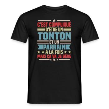 Tonton et Parrain - T-shirt homme - noir - Devant - AI Model Male 178 light (178cm)