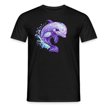 Fröhlicher Delfin - Männer T-Shirt - Schwarz - Vorne - AI Model Male 178 light (178cm)