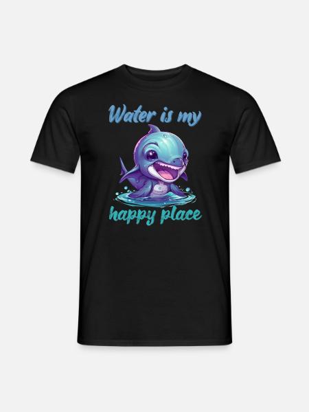 Water is my happy place - Männer T-Shirt - Schwarz