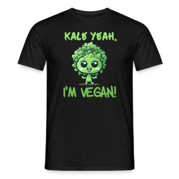 Kale oui je suis végétalien - chou frisé - T-shirt homme - noir - Devant - AI Model Male 178 light (178cm)