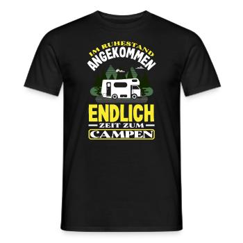 Im Ruhestand angekommen - endlich Zeit zum Campen - Männer T-Shirt - Schwarz - Vorne - AI Model Male 178 light (178cm)