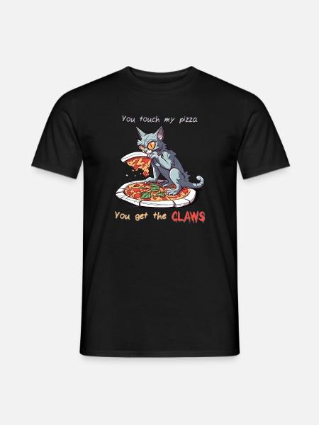 PizzaCat - Don't touch my Pizza - Men's T-Shirt - black