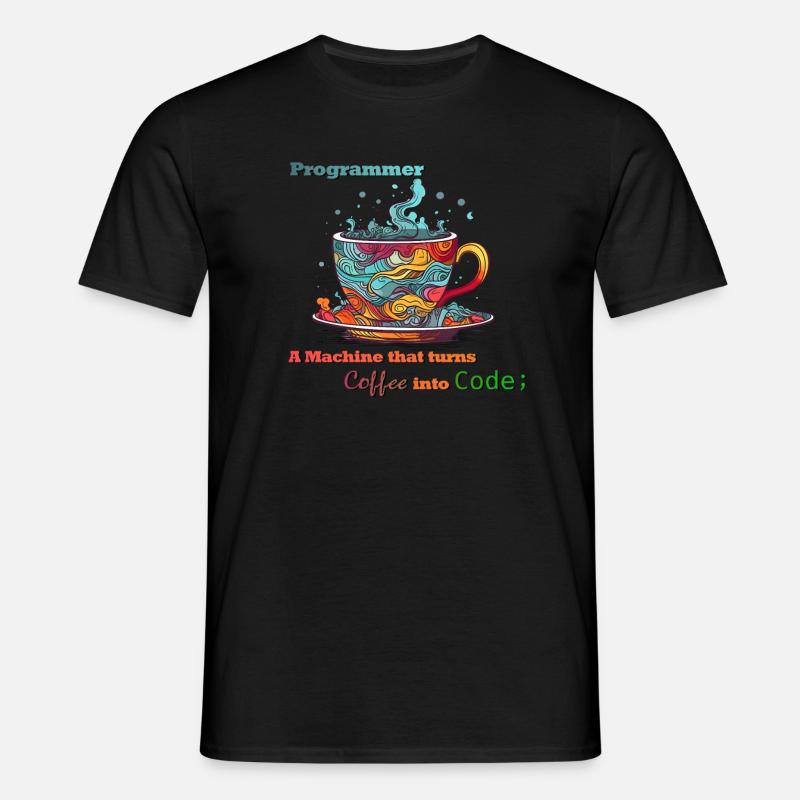 Programmer - Coffee into Code - Männer T-Shirt - Schwarz