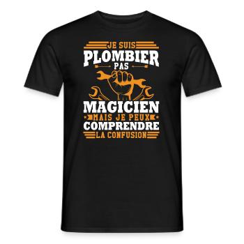 Je suis plombier - T-shirt homme - noir - Devant - AI Model Male 178 light (178cm)