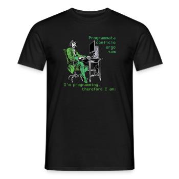 Im programming therefore I am - Men's T-Shirt - black - Front - AI Model Male 178 light (178cm)